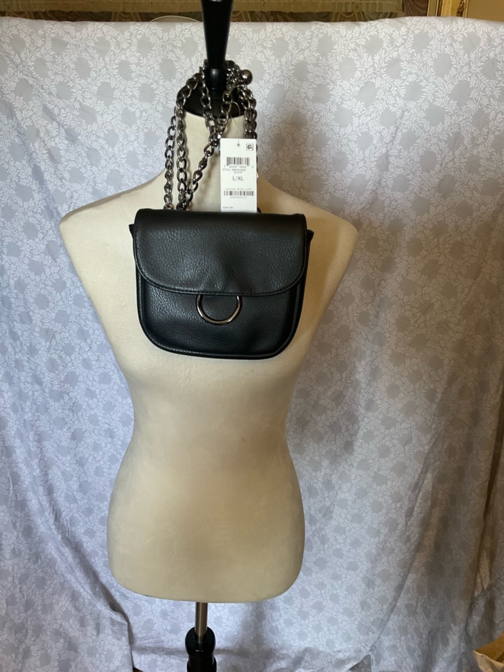 Black Crossbody Bag with Metal Ring Detail